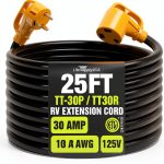 LifeSupplyUSA RV Extension Cord 15 FT TT30P/TT30R Heavy‑Duty 10/3-0