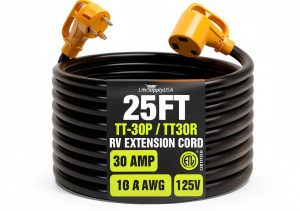 LifeSupplyUSA RV Extension Cord 15 FT TT30P/TT30R Heavy‑Duty 10/3-0