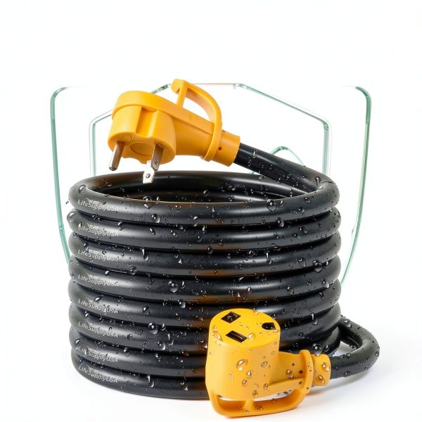 LifeSupplyUSA RV Extension Cord 15 FT TT30P/TT30R Heavy‑Duty 10/3-4