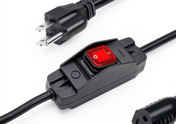 KHGUZ Car Extension Cord 16A 250V Black Plug-In Power Switch 1.48FT-3