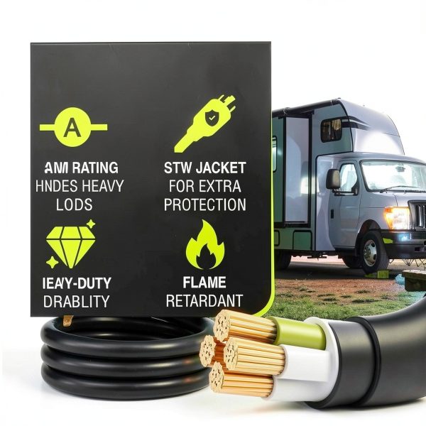 LifeSupplyUSA RV Extension Cord 15 FT TT30P/TT30R Heavy‑Duty 10/3-1
