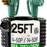 POWGRN 50AMP RV Extension Cord NEMA 14-50 25FT 30AMP & 50AMP Options-0