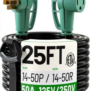 POWGRN 50AMP RV Extension Cord NEMA 14-50 25FT 30AMP & 50AMP Options-0