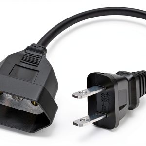 US to EU Power Cord Toptekits Nema1-15p-eu 1ft Durable Black Extension-0