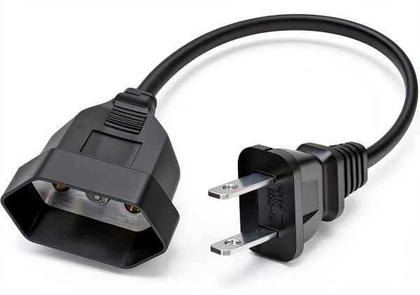 US to EU Power Cord Toptekits Nema1-15p-eu 1ft Durable Black Extension-0