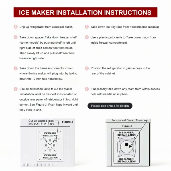 241798224 241798231 241798211 Ice Maker Assembly Replacement, Compatible with Refrigerators, Replaces 241642511, 241642501, 241798201, 5304445222, 5304456669 Ice Maker-4
